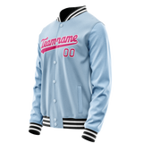 Custom Light-Blue Pink Solid Color Varsity Letterman Jacket JA02240617JC238