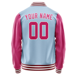 Custom Light-Blue Pink Solid Color Varsity Letterman Jacket JA02240617JC240