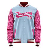 Custom Light-Blue Pink Solid Color Varsity Letterman Jacket JA02240617JC240