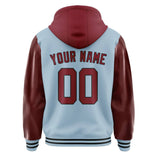 Custom Light Blue Crimson Red Jacket