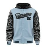 Custom Light Blue Black Jacket