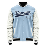 Custom Light-Blue Navy Solid Color Varsity Letterman Jacket JA02240617JC249