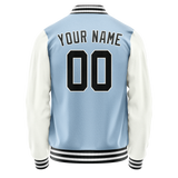 Custom Light-Blue White Solid Color Varsity Letterman Jacket JA02240617JC239