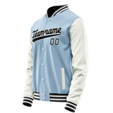 Custom Light-Blue White Solid Color Varsity Letterman Jacket JA02240617JC239