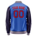 Custom Electric-Blue Purple Solid Color Varsity Letterman Jacket JA02240617YH121