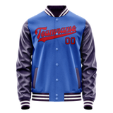 Custom Electric-Blue Purple Solid Color Varsity Letterman Jacket JA02240617YH121