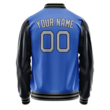 Custom Electric-Blue Navy Solid Color Varsity Letterman Jacket JA02240617YH119