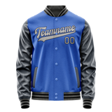 Custom Electric-Blue Navy Solid Color Varsity Letterman Jacket JA02240617YH119