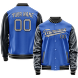 Custom Electric-Blue Navy Solid Color Varsity Letterman Jacket