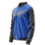 Custom Electric-Blue Navy Solid Color Varsity Letterman Jacket JA02240617YH119