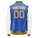 Custom Electric-Blue White Solid Color Varsity Letterman Jacket JA02240617YH118