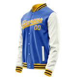 Custom Electric-Blue White Solid Color Varsity Letterman Jacket JA02240617YH118