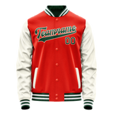Custom Orange Cream Solid Color Varsity Letterman Jacket JA02240617XE333