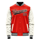 Custom Orange Cream Solid Color Varsity Letterman Jacket JA02240617XE348