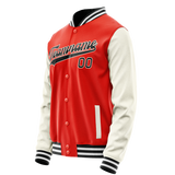 Custom Orange Cream Solid Color Varsity Letterman Jacket JA02240617XE348