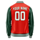Custom Orange Kelly-Green Solid Color Varsity Letterman Jacket JA02240617XE352