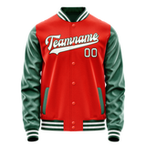 Custom Orange Kelly-Green Solid Color Varsity Letterman Jacket JA02240617XE352