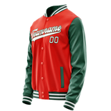Custom Orange Kelly-Green Solid Color Varsity Letterman Jacket JA02240617XE352