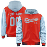 Custom Orange Red Light Blue Jacket