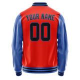 Custom Orange Light-Blue Solid Color Varsity Letterman Jacket JA02240617XE345
