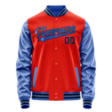 Custom Orange Light-Blue Solid Color Varsity Letterman Jacket