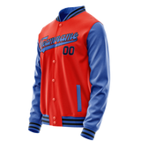 Custom Orange Light-Blue Solid Color Varsity Letterman Jacket JA02240617XE345