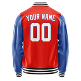 Custom Orange Royal Solid Color Varsity Letterman Jacket JA02240617XE337