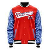 Custom Orange Royal Solid Color Varsity Letterman Jacket JA02240617XE337