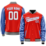 Custom Orange Royal Solid Color Varsity Letterman Jacket JA02240617XE337