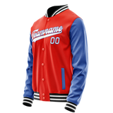 Custom Orange Royal Solid Color Varsity Letterman Jacket JA02240617XE337