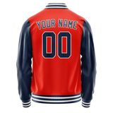 Custom Orange Royal Solid Color Varsity Letterman Jacket JA02240617XE340