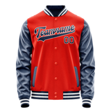 Custom Orange Royal Solid Color Varsity Letterman Jacket JA02240617XE340