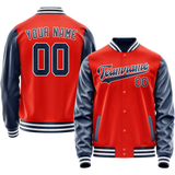 Custom Orange Royal Solid Color Varsity Letterman Jacket JA02240617XE340