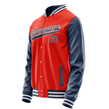 Custom Orange Royal Solid Color Varsity Letterman Jacket JA02240617XE340