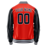 Custom Orange Navy Solid Color Varsity Letterman Jacket JA02240617XE353