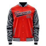 Custom Orange Navy Solid Color Varsity Letterman Jacket JA02240617XE353