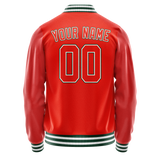 Custom Orange White Solid Color Varsity Letterman Jacket JA02240617XE339