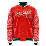 Custom Orange White Solid Color Varsity Letterman Jacket JA02240617XE339
