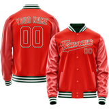 Custom Orange White Solid Color Varsity Letterman Jacket