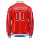 Custom Orange White Solid Color Varsity Letterman Jacket JA02240617XE335