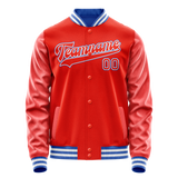 Custom Orange White Solid Color Varsity Letterman Jacket JA02240617XE335