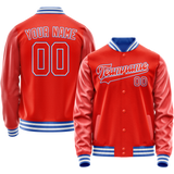 Custom Orange White Solid Color Varsity Letterman Jacket