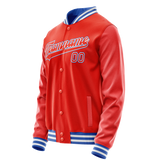Custom Orange White Solid Color Varsity Letterman Jacket JA02240617XE335