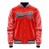 Custom Orange Navy Solid Color Varsity Letterman Jacket JA02240617XE328
