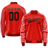 Custom Orange Black Solid Color Varsity Letterman Jacket JA02240617XE342