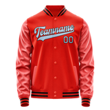 Custom Orange Light-Blue Solid Color Varsity Letterman Jacket JA02240617XE334