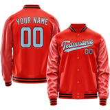 Custom Orange Light-Blue Solid Color Varsity Letterman Jacket