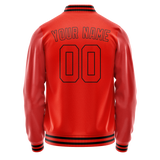 Custom Orange Black Solid Color Varsity Letterman Jacket JA02240617XE349