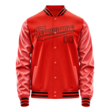 Custom Orange Black Solid Color Varsity Letterman Jacket JA02240617XE349