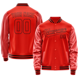 Custom Orange Black Solid Color Varsity Letterman Jacket JA02240617XE349